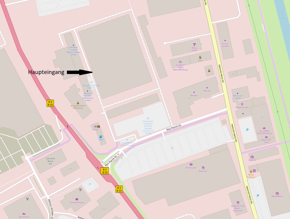 Die Anfahrt zum Campus West via OpenStreetMap